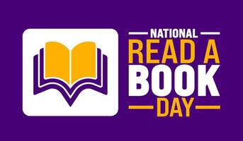 National Read A Book Day background or banner design template. Holiday concept. Template for background, banner, card, poster, placard, design template with unique shapes with standard color. vector