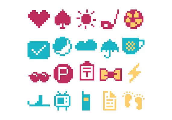 Pixelated Icon Element Set