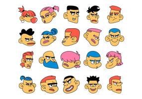 Cartoon Head Character Element Set vector