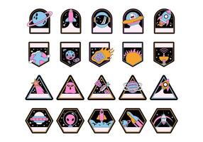 Retro Space Badge Element Set vector