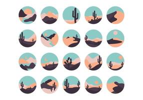 Desert Lanstcape Icon Element Set vector