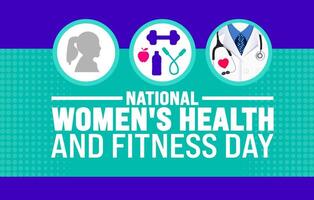 Women's health and fitness day background or banner design template. Holiday concept. Template for background, banner, card, poster, placard, design template with unique shapes with standard color. vector