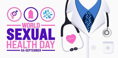 World Sexual health day background or banner design template. Holiday concept. Template for background, banner, card, poster, placard, design template with unique shapes with standard color. vector