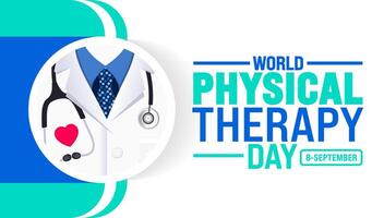 physical therapy day is observed every year in September. Holiday concept. Template for background, banner, card, poster, placard, design template with unique shapes with standard color. vector