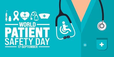 World Patient safety day background or banner design template. Holiday concept. Template for background, banner, card, poster, placard, design template with unique shapes with standard color. vector