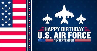 US Air Force birthday background or banner design template. Holiday concept. Template for background, banner, card, poster, placard, design template with unique shapes with standard color. vector