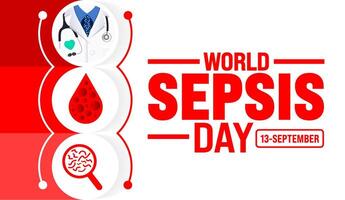 World Sepsis day background or banner design template. Holiday concept. Template for background, banner, card, poster, placard, design template with unique shapes with standard color. vector