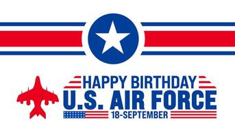 US Air Force birthday background or banner design template. Holiday concept. Template for background, banner, card, poster, placard, design template with unique shapes with standard color. vector