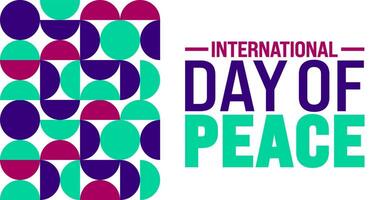 International day of Peace background or banner design template with geometric shape pattern. Holiday concept. Template for background, banner, card, poster, placard, design template with unique shape vector