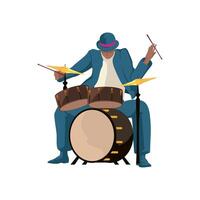 Drummer playing drums, illustration isolated on white background vector