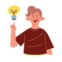 A man with an idea bulb on his finger vector