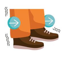 An illustration of a pair of shoes with arrows pointing to the right vector