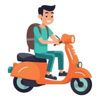 A man riding a scooter on a white background vector