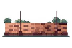 A brick wall with trees and bushes on it vector