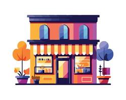 An illustration of a store front with a window vector