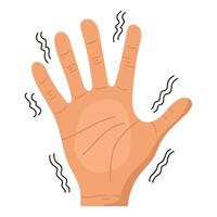 A hand with a black spot on it and a white background vector