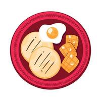 A plate with fried eggs and biscuits vector