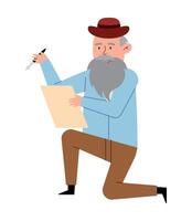 An illustration of a man with a beard and hat vector