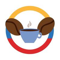 A coffee cup with two beans in it and a flag vector
