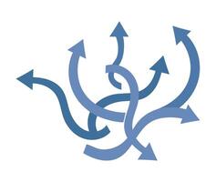 A blue arrow is pointing in different directions vector