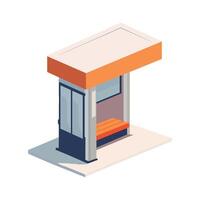 An illustration of a bus stop with a bench inside vector