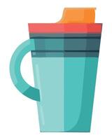 A cup with a lid and a spoon inside vector
