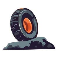 Tire on rock, illustration on white background vector