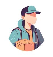Delivery man with box illustration vector