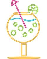 A neon cocktail with a straw and a slice of lime vector