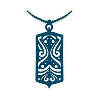 A blue pendant with a design on it vector