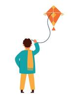 Man flying kite with string vector