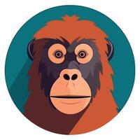 An oranguel face in a flat design vector