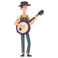 A man in overalls playing a banjo vector