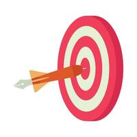 A dart hitting a target in the center of a red and white target vector