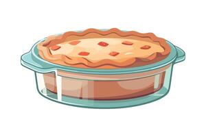 Pie in a glass dish with a lid on a white background vector