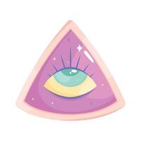 An eye in a triangle with a purple background vector