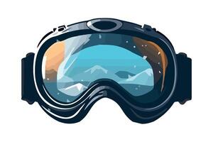 Goggles with snow and mountains on the background vector