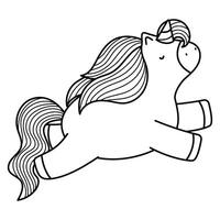 A unicorn is running in a line coloring page vector