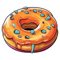 A donut with a glaze and blue sprinkles vector