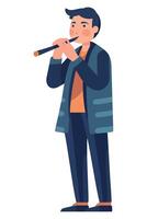 Man playing flute illustration vector