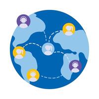 A globe with people connected to each other vector