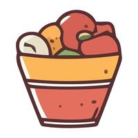A bowl of vegetables with a white background vector