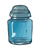 A blue glass jar with a lid on it vector