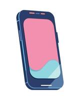 A blue and pink smartphone with a pink wave on the screen vector