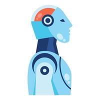 A robot head with a blue and orange helmet vector