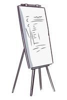 A white easel with a paper on it vector