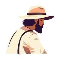 A man with a beard and hat is standing vector