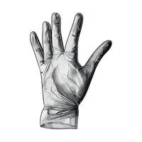 A drawing of a glove with a hand in it vector