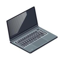 An open laptop computer on a white background vector
