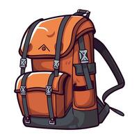 An orange backpack with straps and straps vector